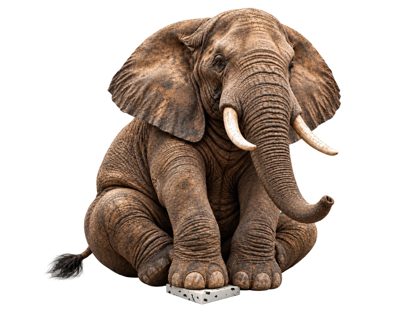 Sitzender Elefant auf einer kleinen trastic Vollkernplatte